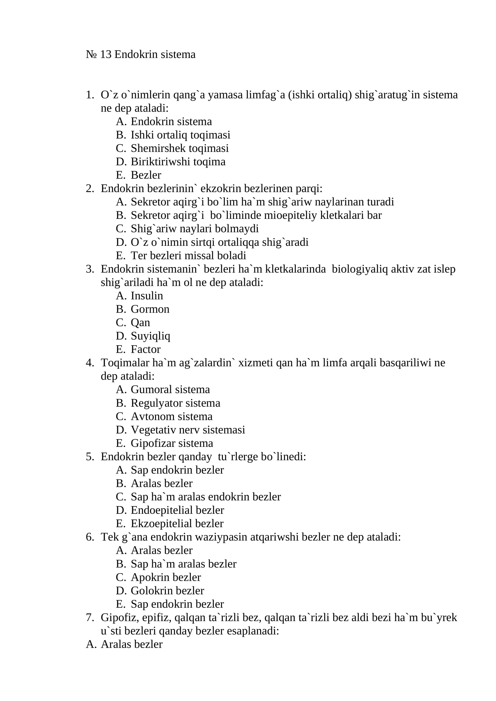 № 13 Endokrin sistema