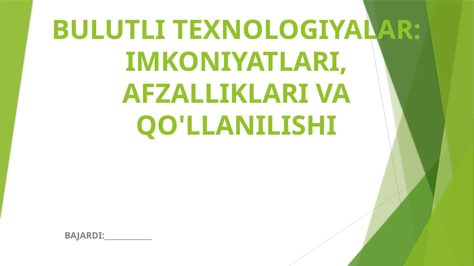 Bulutli Texnologiyalar: Imkoniyatlari, Afzalliklari va Qo'llanilishi