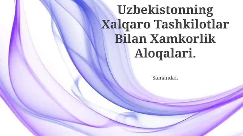 Uzbekistonning Xalqaro Tashkilotlar Bilan Xamkorlik Aloqalari