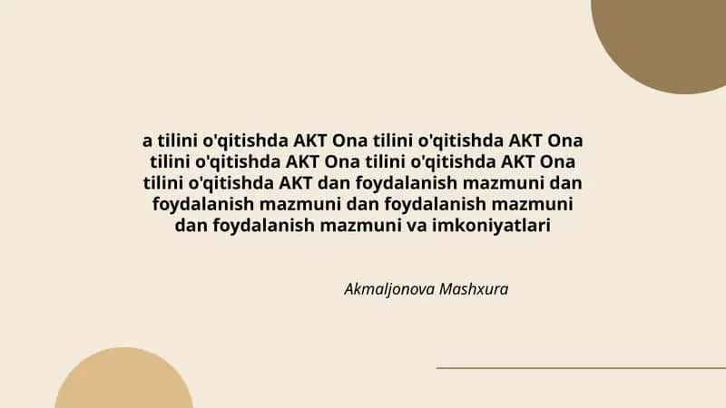 Ona tilini o'qitishda AKT