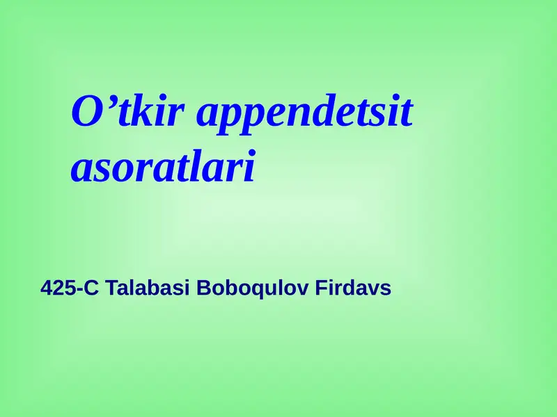 O’tkir appendetsit asoratlari