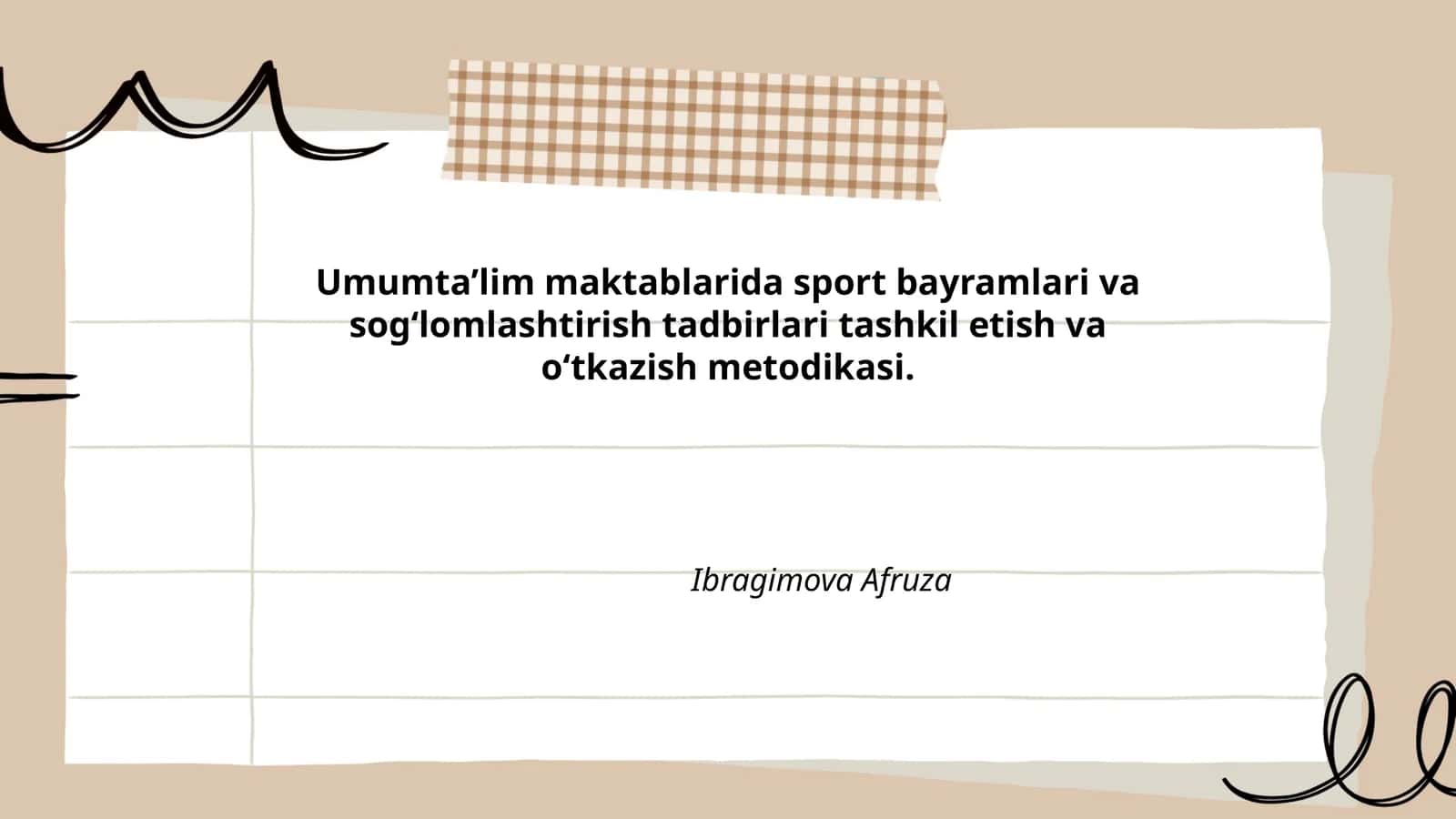 Umumta’lim maktablarida sport bayramlari va sog‘lomlashtirish tadbirlari tashkil etish va о‘tkazish metodikasi