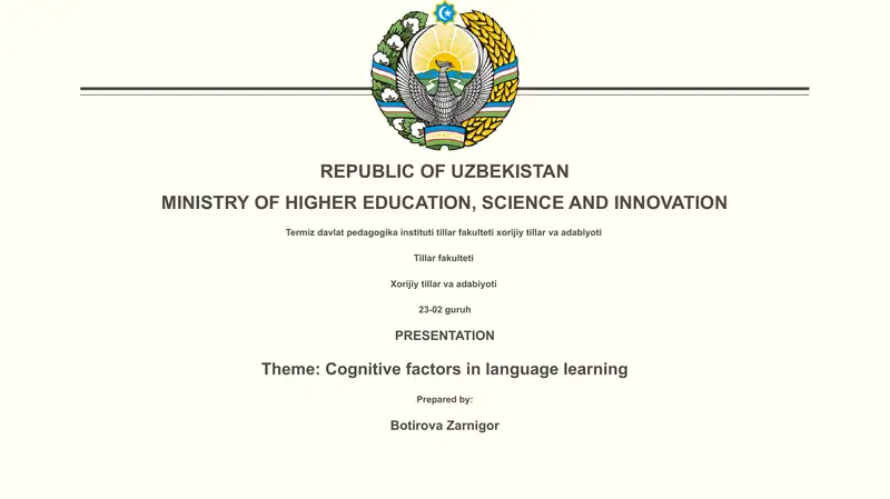 Cognitive factors in language learning