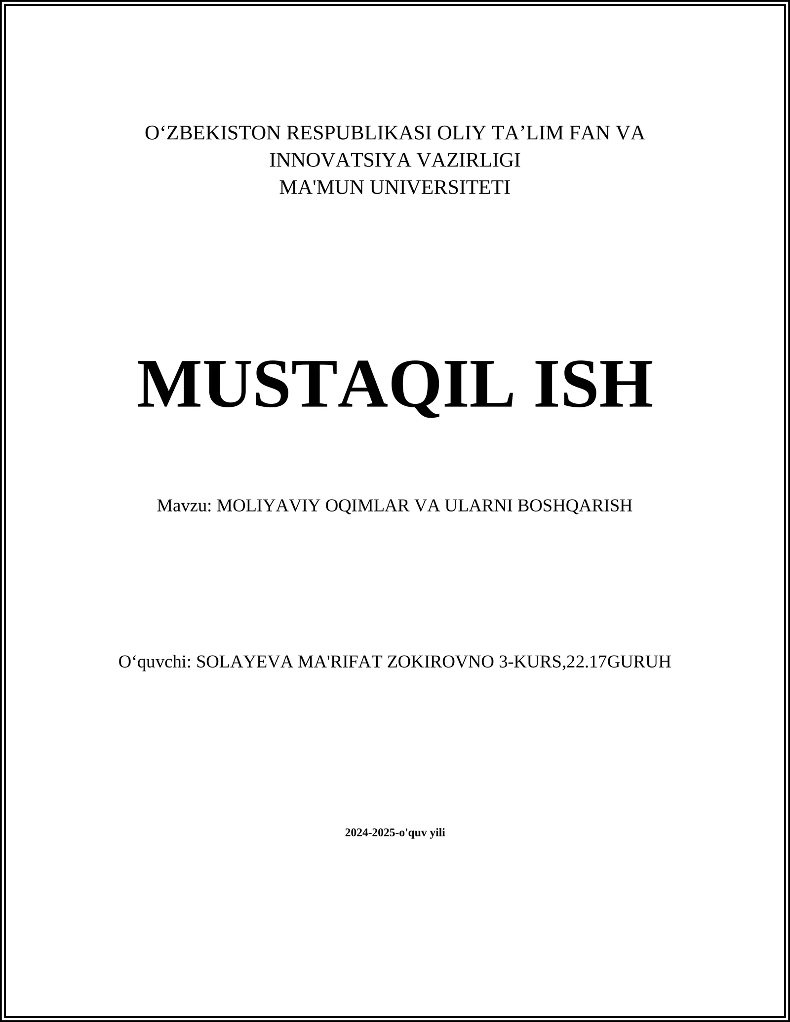 Moliyaviy Oqimlar