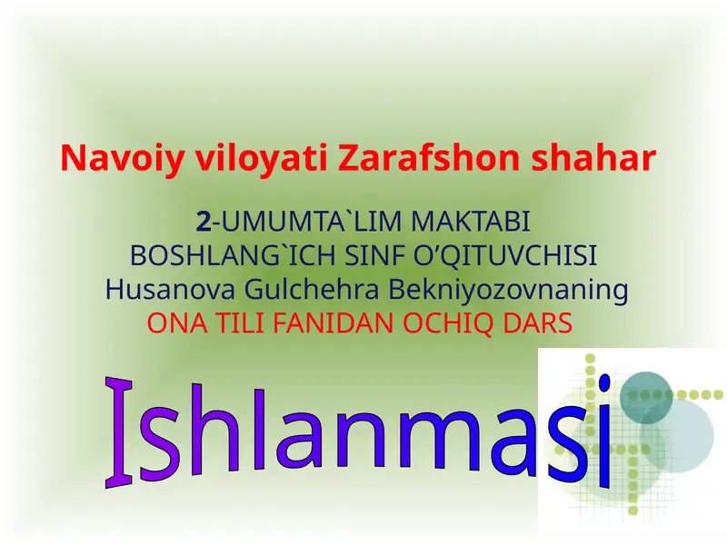 So'zturkumlari Ishlanmasi