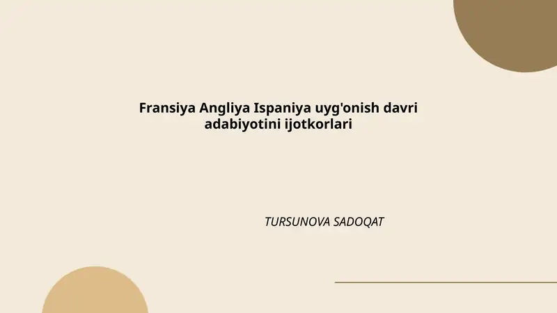 Fransiya Angliya Ispaniya uyg'onish davri adabiyotini ijotkorlari