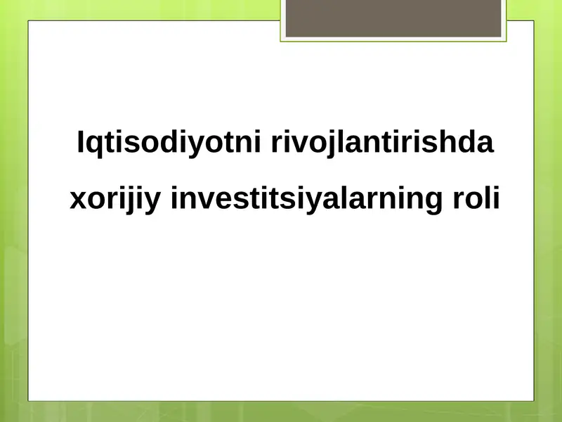 Xorijiy investitsiyalar