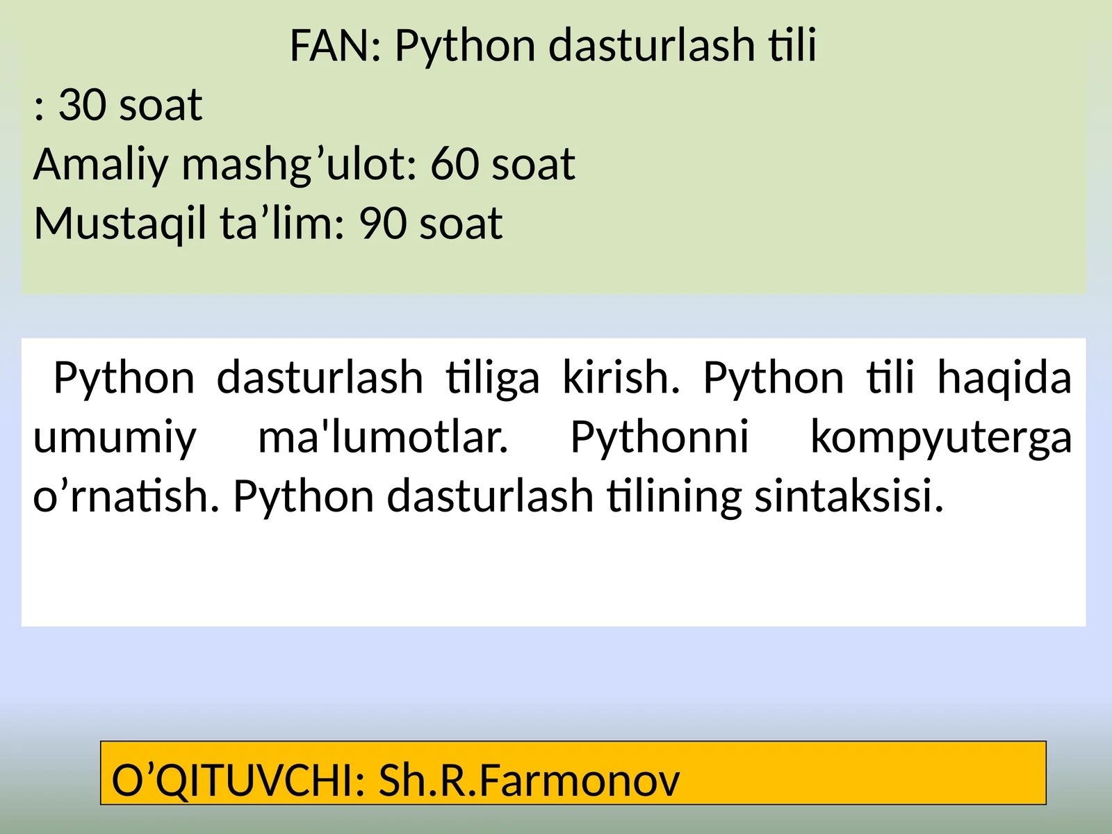 Pythondasturlash tili