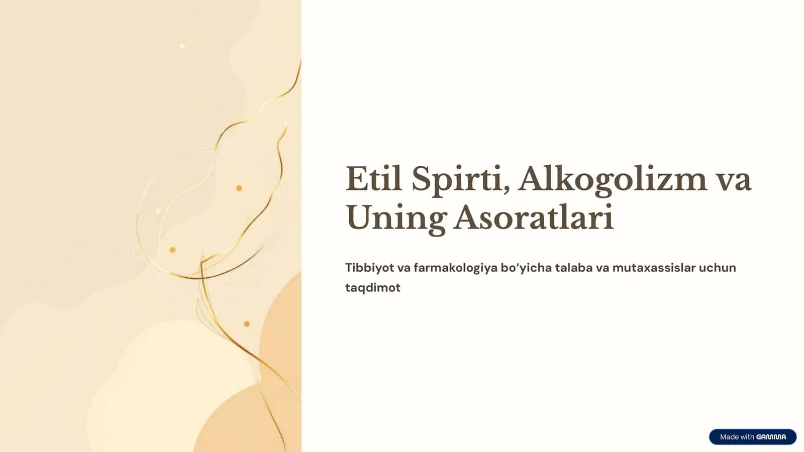 Etil Spirtining Farmakologiyasi