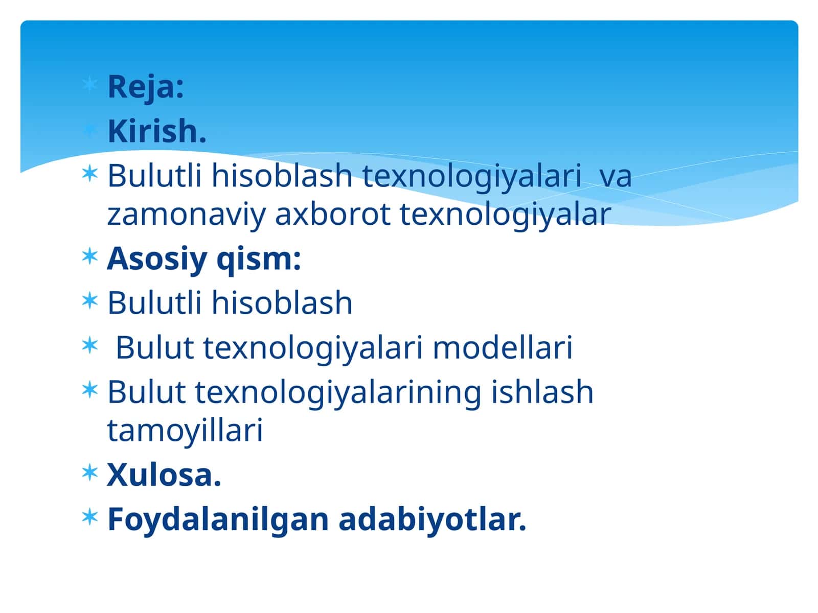 Bulutli hisoblash texnologiyalari  va zamonaviy axborot texnologiyalar