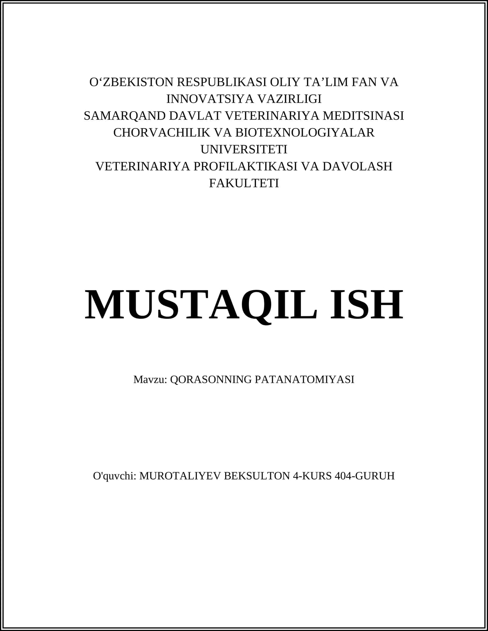 QORASONNING PATANATOMIYASI