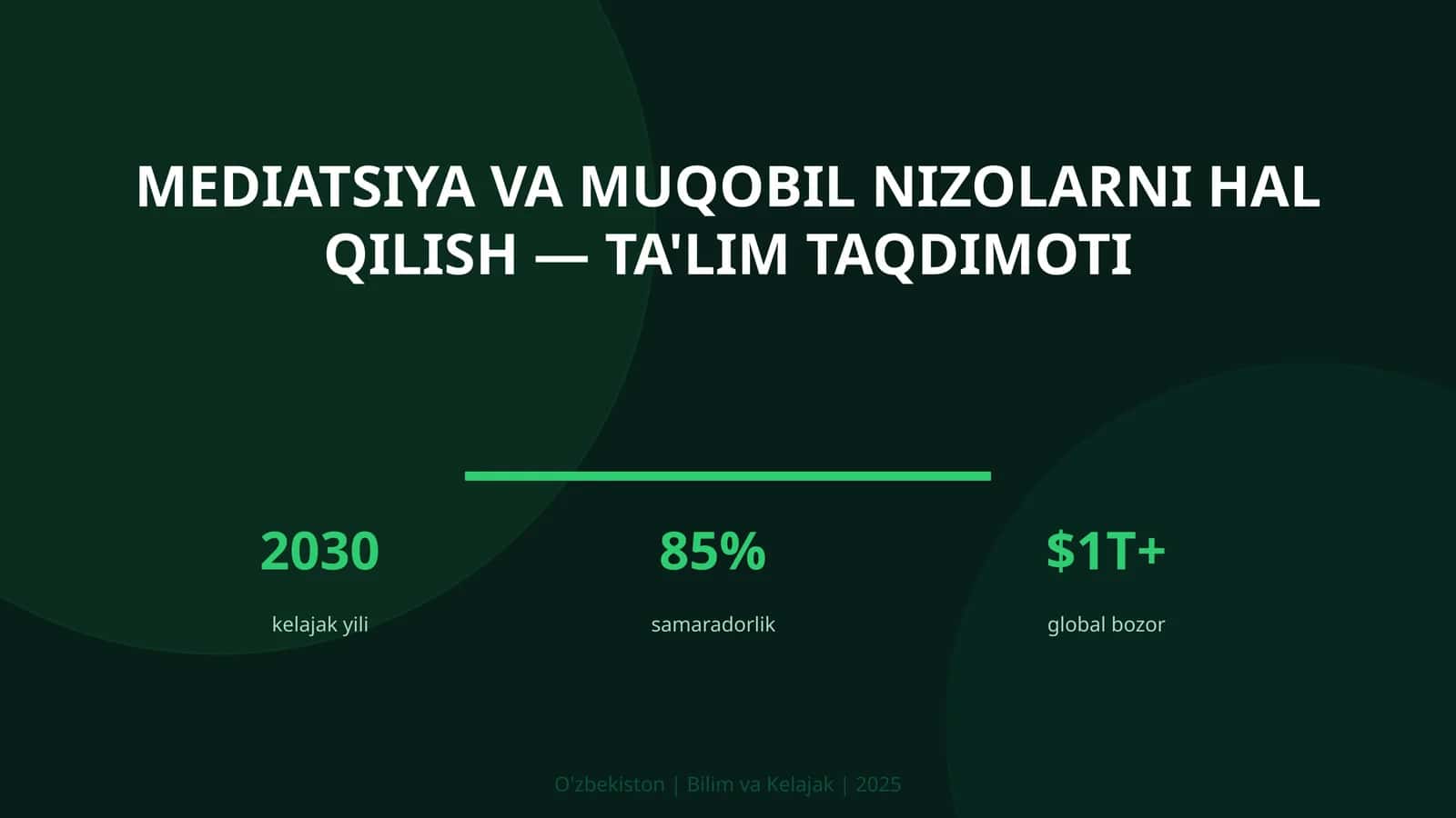 Mediatsiya va muqobil nizolarni hal qilish — ta'lim taqdimoti