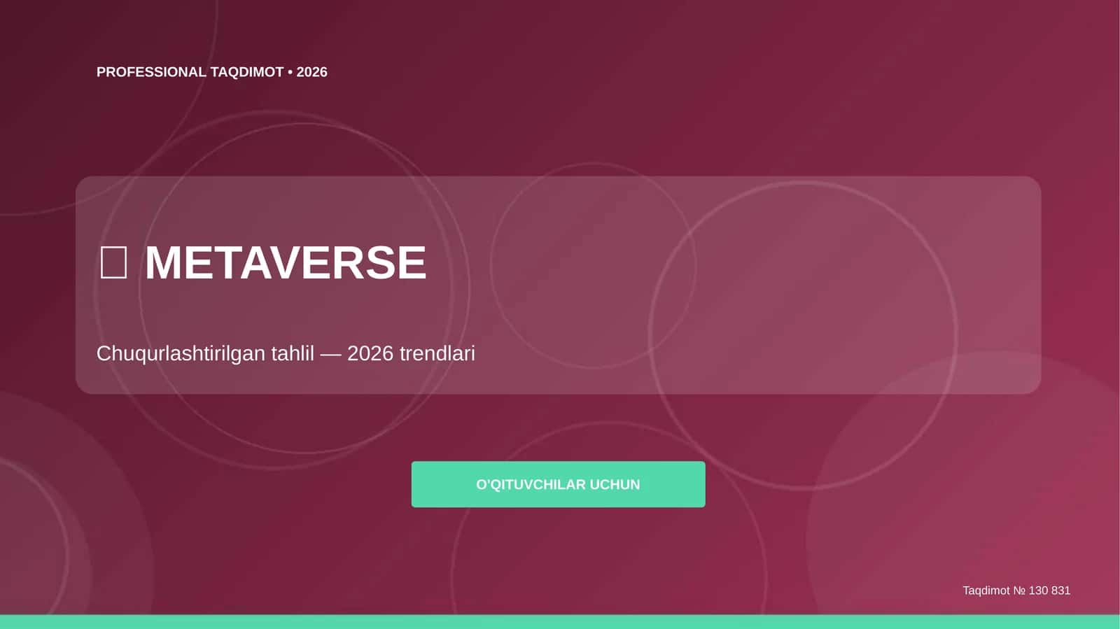 Metaverse: chuqurlashtirilgan tahlil (2026 trendlari) [o'qituvchilar uchun]