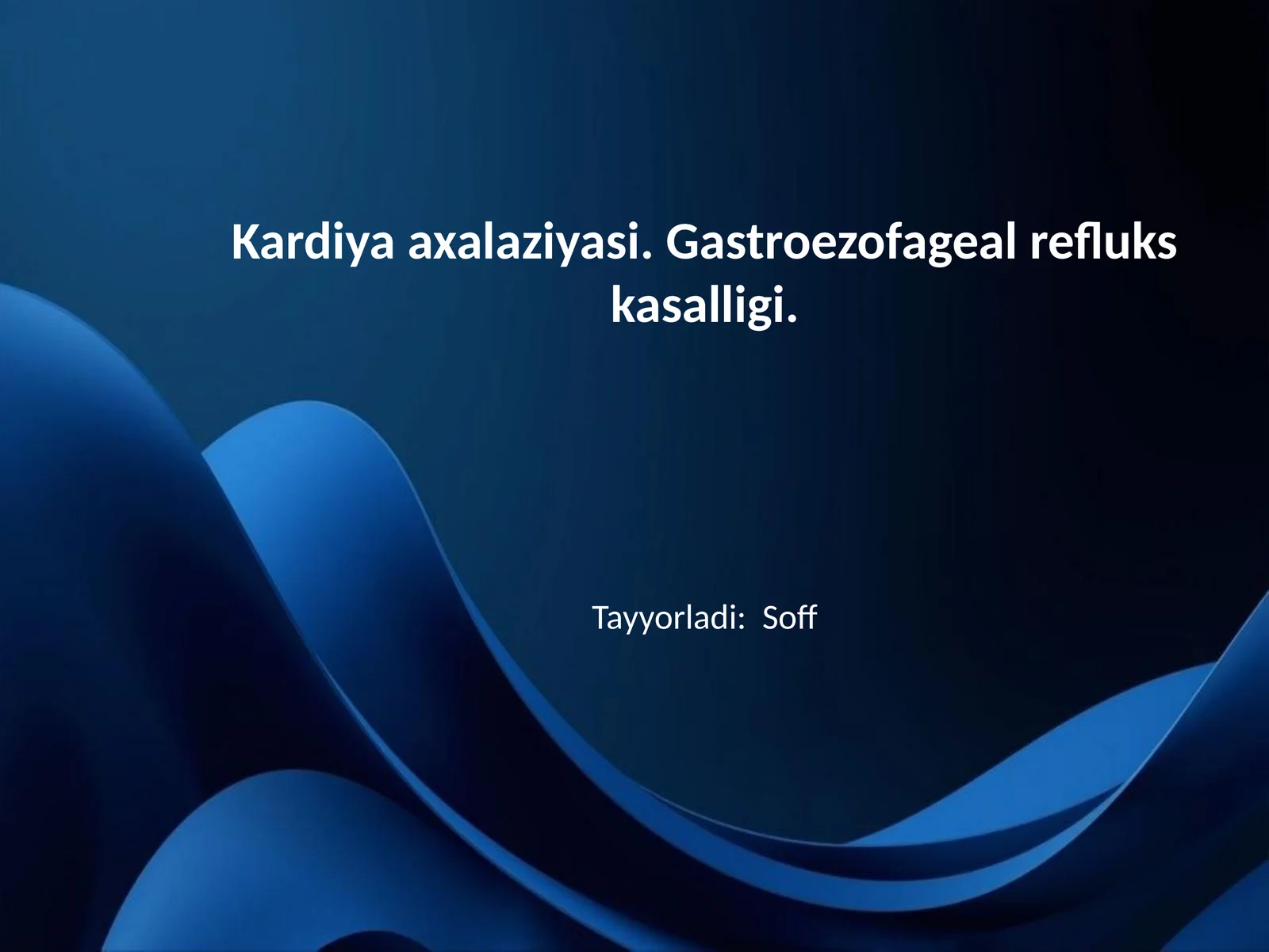 Kardiya axalaziyasi. Gastroezofageal refluks kasalligi