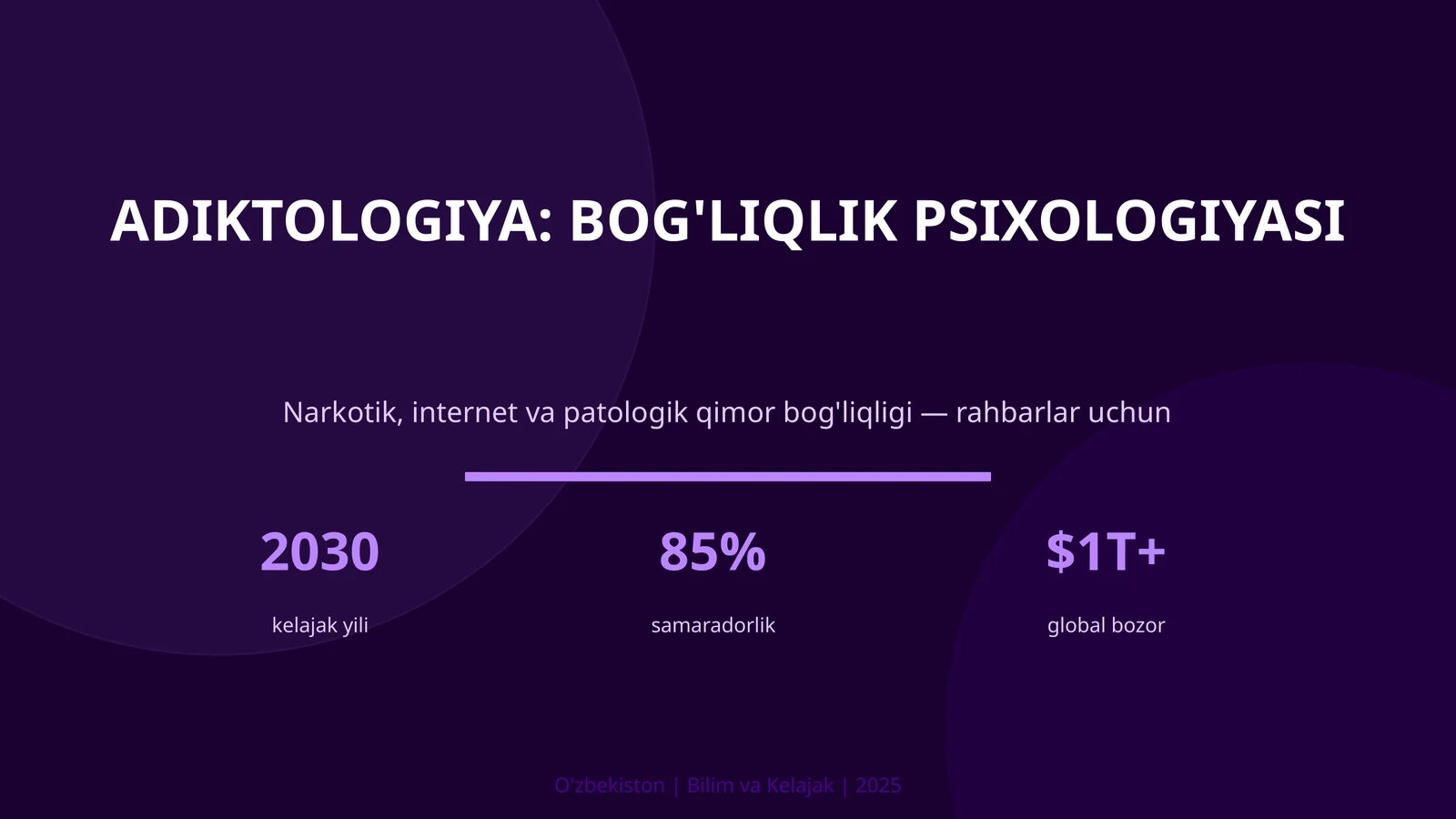 Adiktologiya: bog'liqlik psixologiyasi