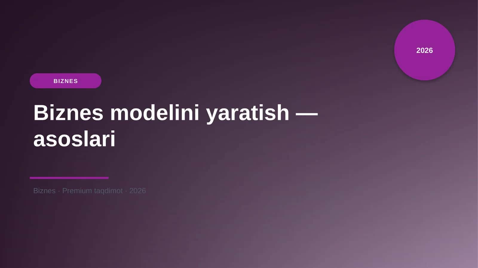 Biznes modelini yaratish — asoslari