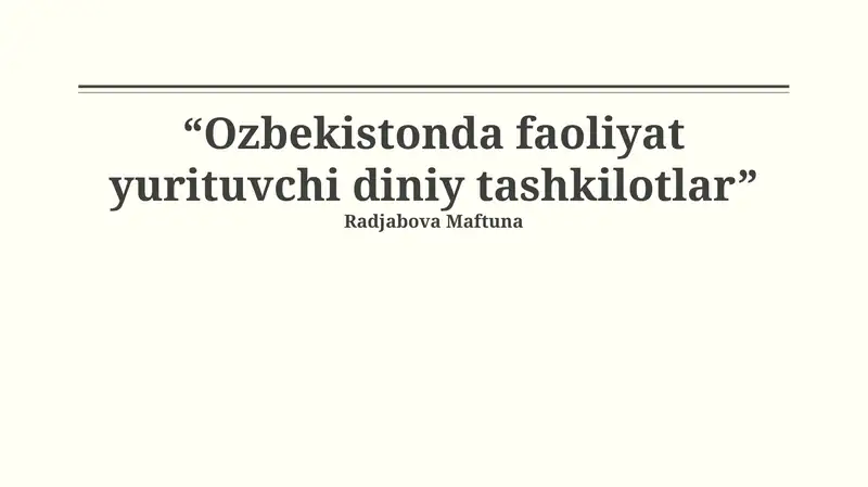 O‘zbekistonda faoliyat yurituvchi diniy tashkilotlar