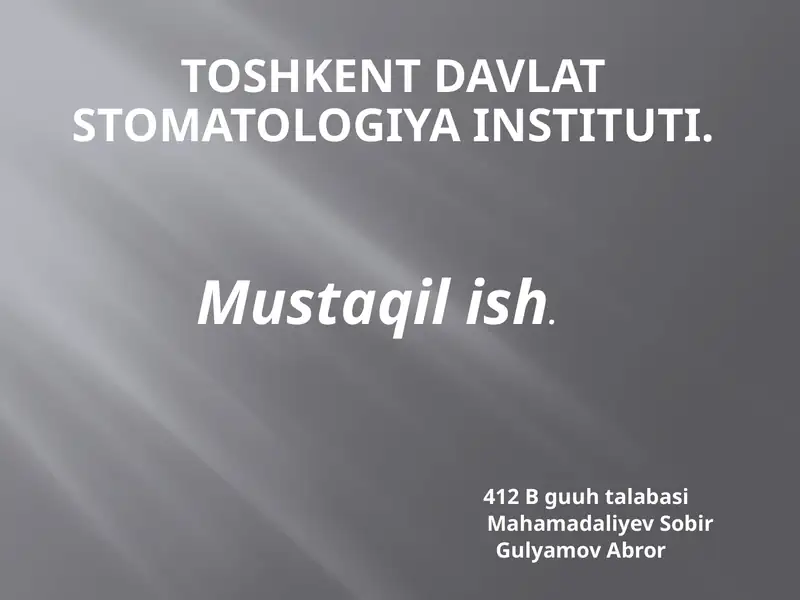 O’tkirostidavriodontogenosteomiyelit.surunkaliodontogenosteomiyelit.tekshirish,klinika,diagnostikavakompleksdavolashdajarrohvaortodontbajaradiganvazifalar