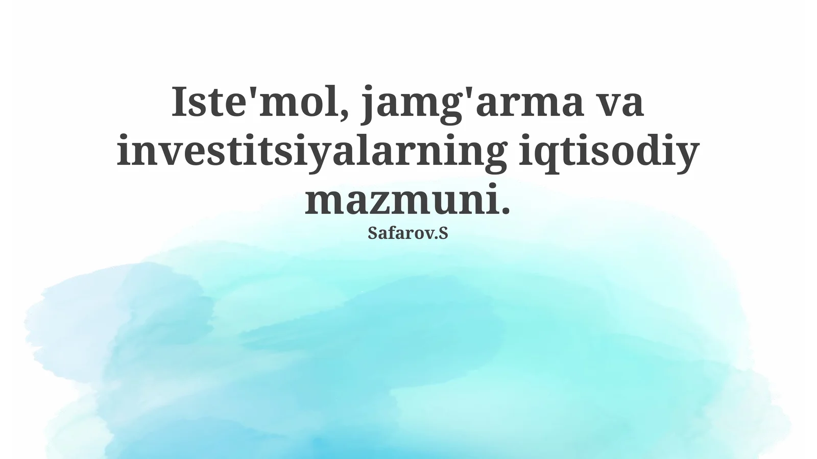 Iste'mol, Jamg'arma va Investitsiyalarning Asosiy Tushunchalari