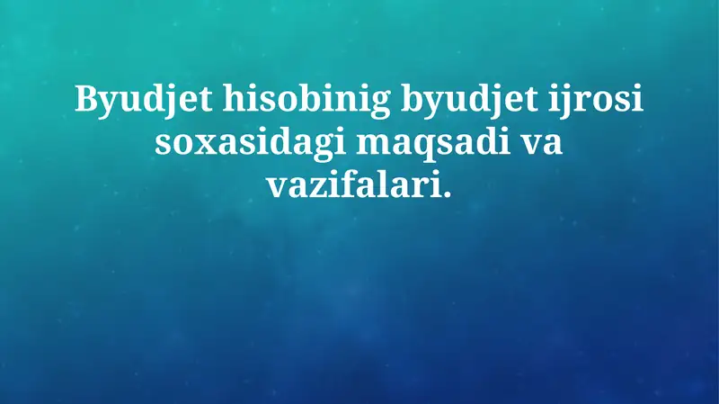 Byudjet Hisobini Moliyalashtirish