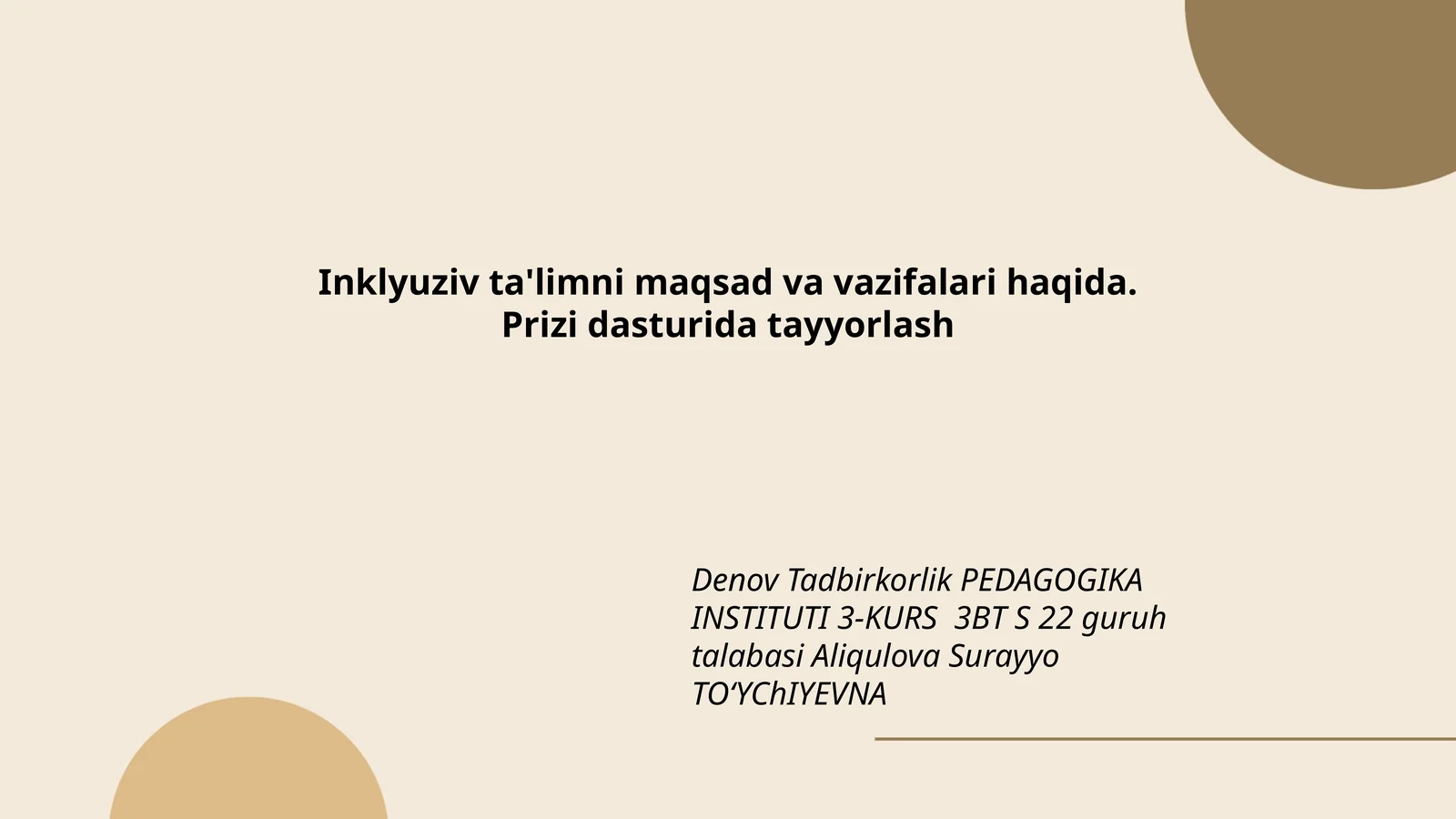 Inklyuziv ta'limni maqsad va vazifalari haqida