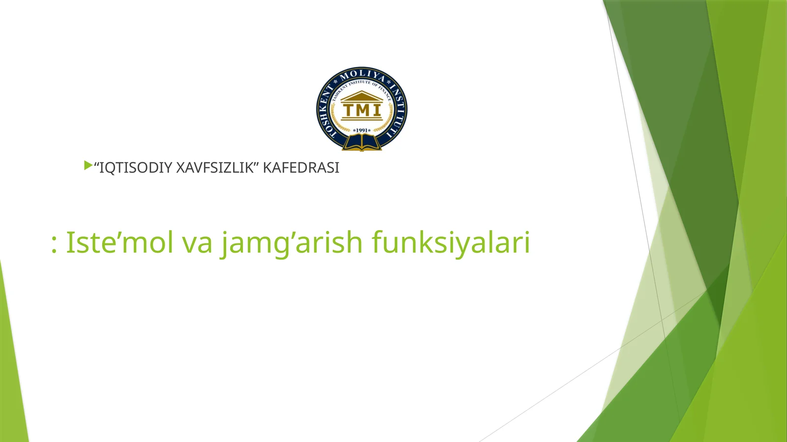Iste’mol va jamg’arish funksiyalari
