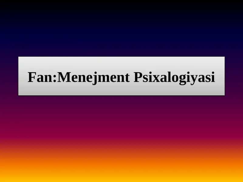 Tashkilotda konfliktlare psixalogiyasi