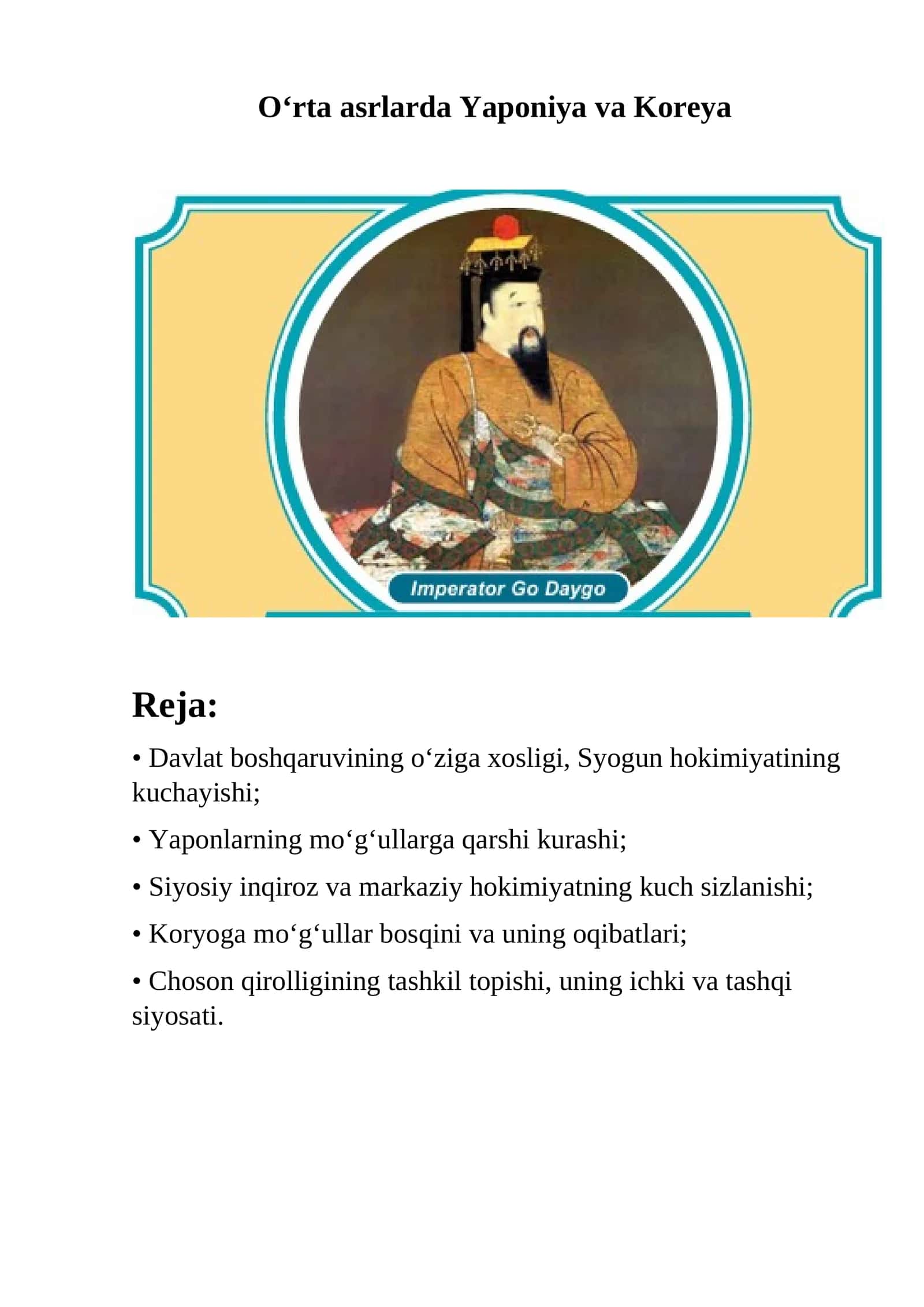 Syogun hokimiyati va Yaponiya boshqaruvchilari