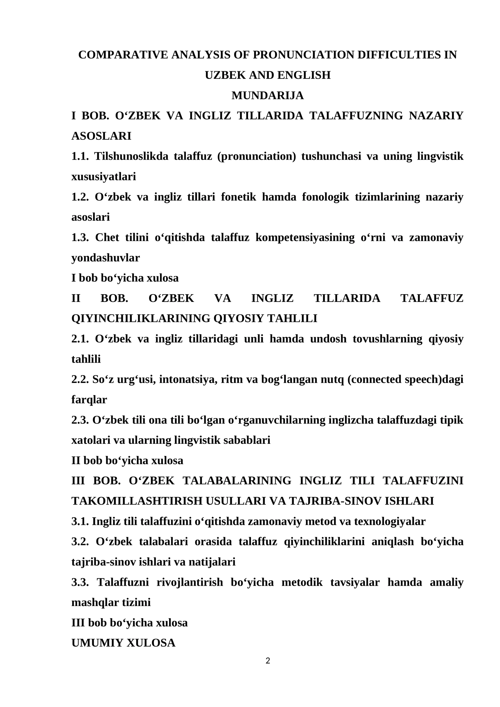 Comparative Analysis of Pronunciation Difficulties in Uzbek and English