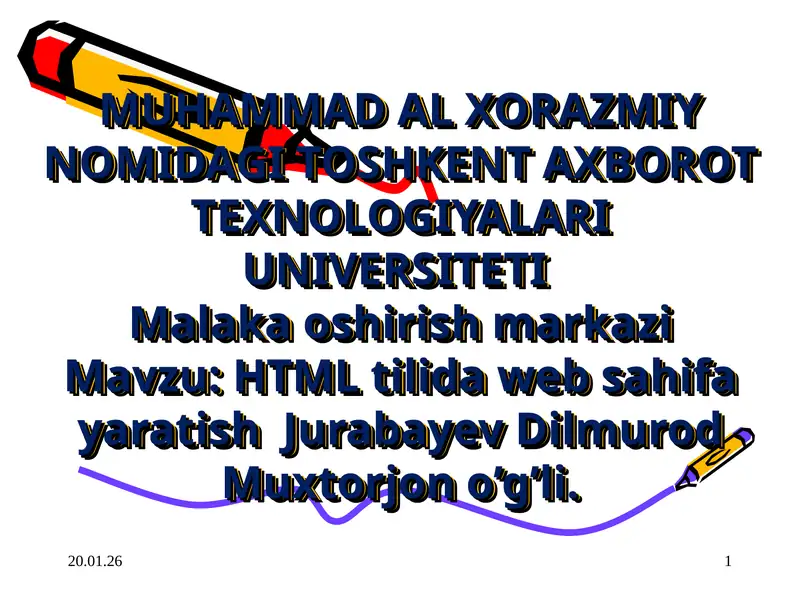 Htmlda web sahifalar yaratish mavzusi buyicha dars ishlanma