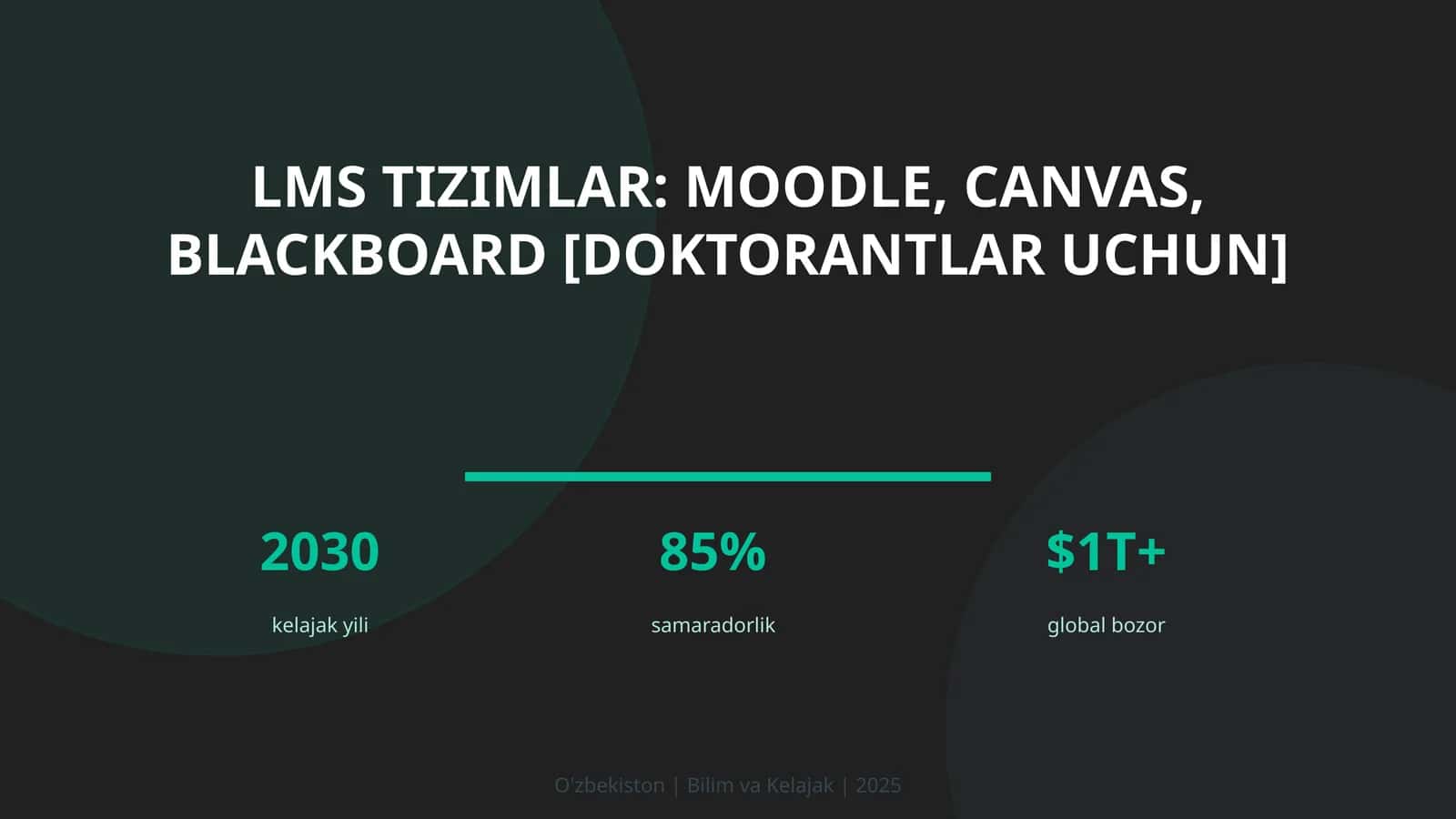 LMS tizimlar: Moodle, Canvas, Blackboard [doktorantlar uchun]
