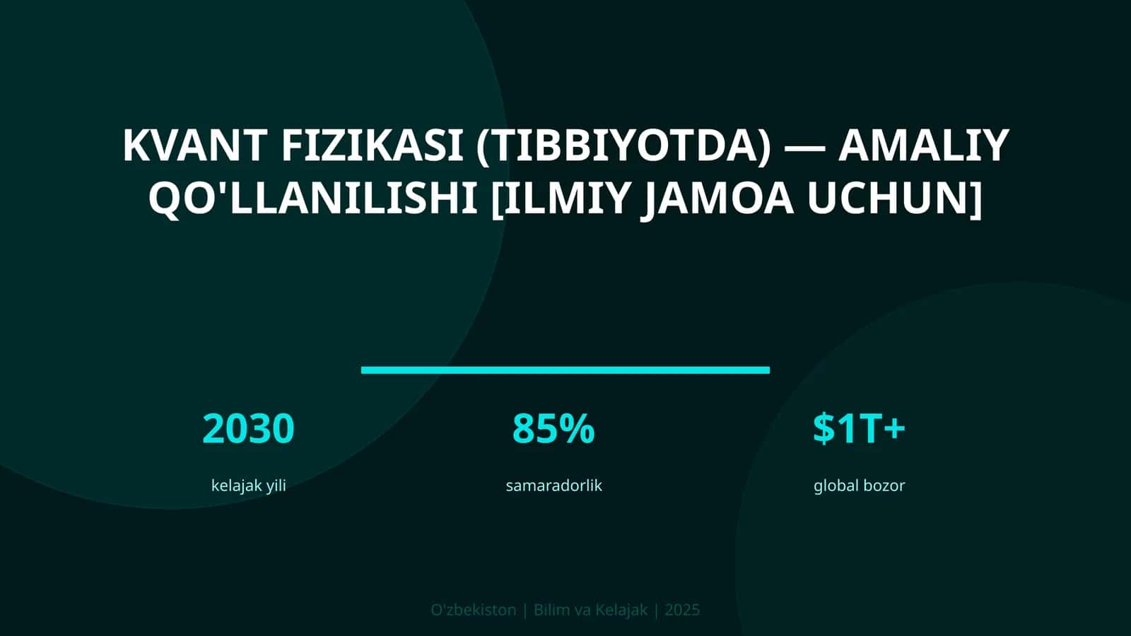 Kvant fizikasi (tibbiyotda) — amaliy qo'llanilishi [ilmiy jamoa uchun]