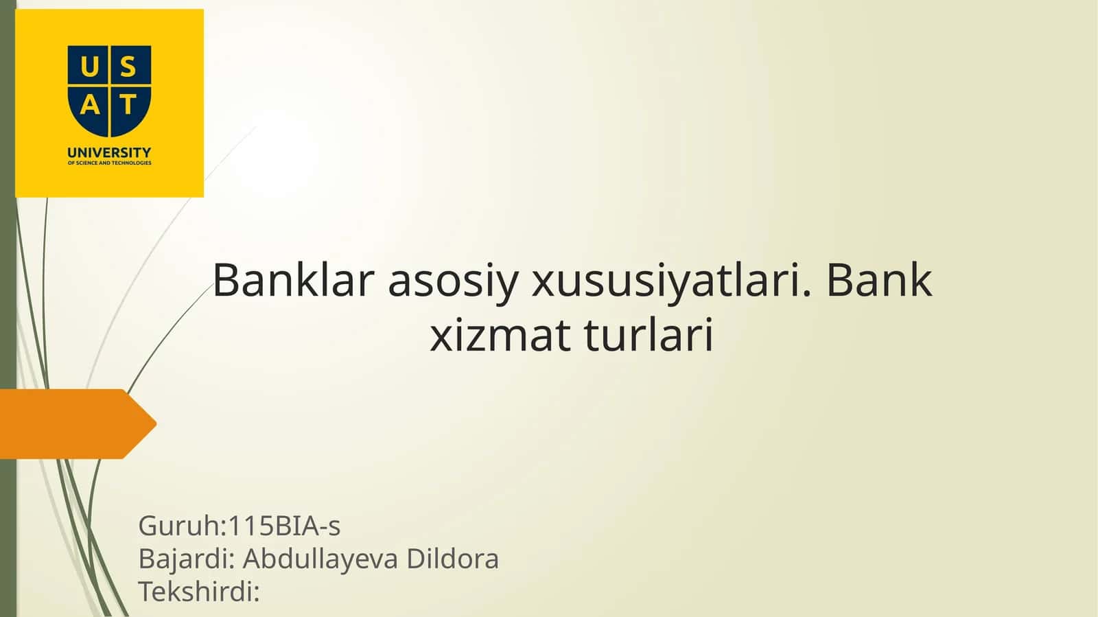 Banklarasosiyxususiyatlari. Bankxizmatturlari