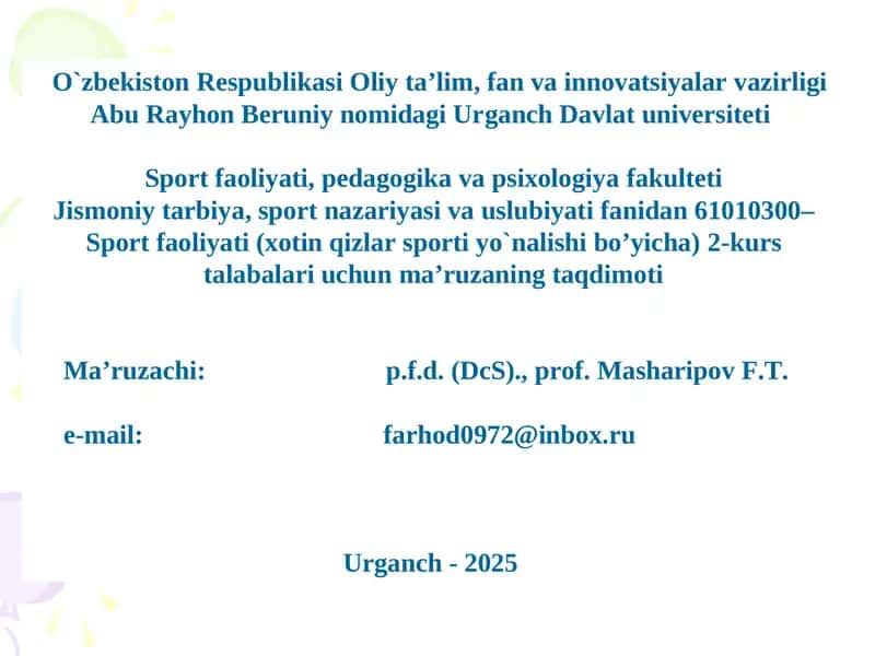 Jismoniy tarbiya bo`yicha maktab dasturi va asosiy rejalashtirish hujjatlarining tavsifi