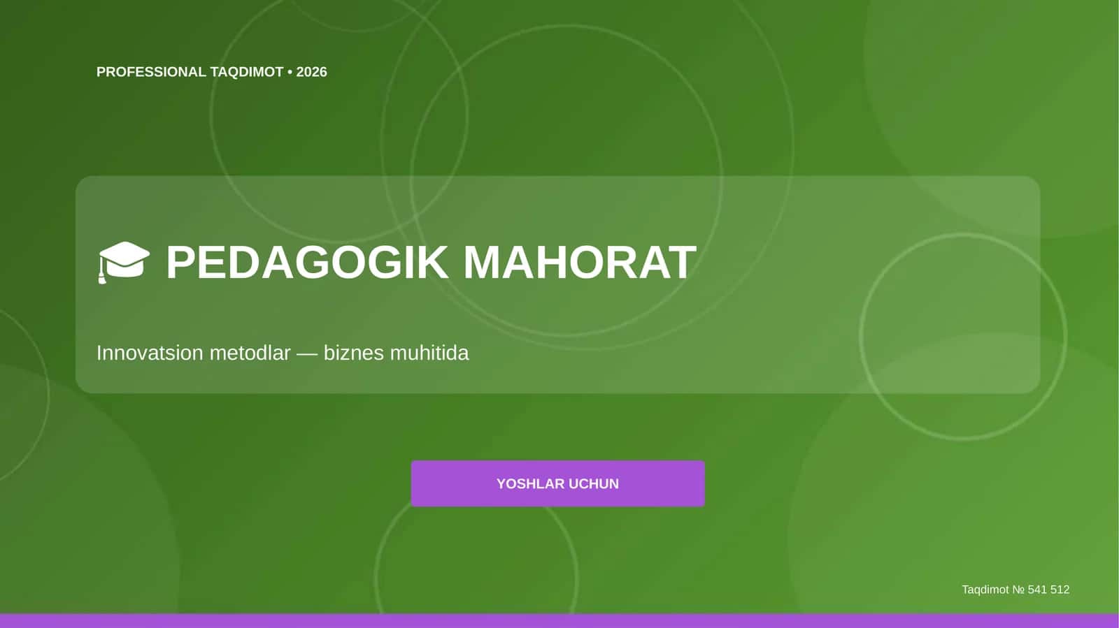 Pedagogik mahorat: innovatsion metodlar (biznes muhitida) [yoshlar uchun]