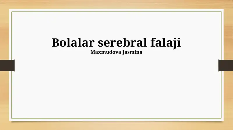 Serebral Palsy: Ta'rif, Sabablar va Diagnostika