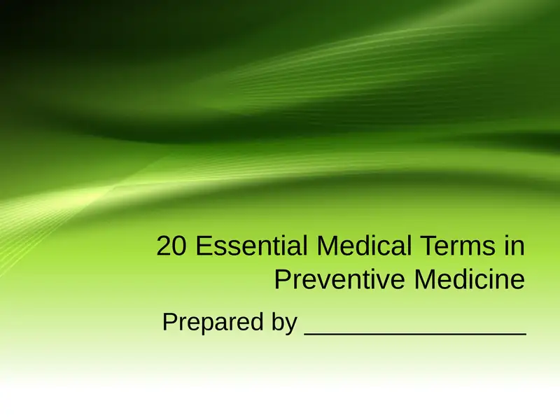 20 Essential Medical Terms in Preventive Medicine