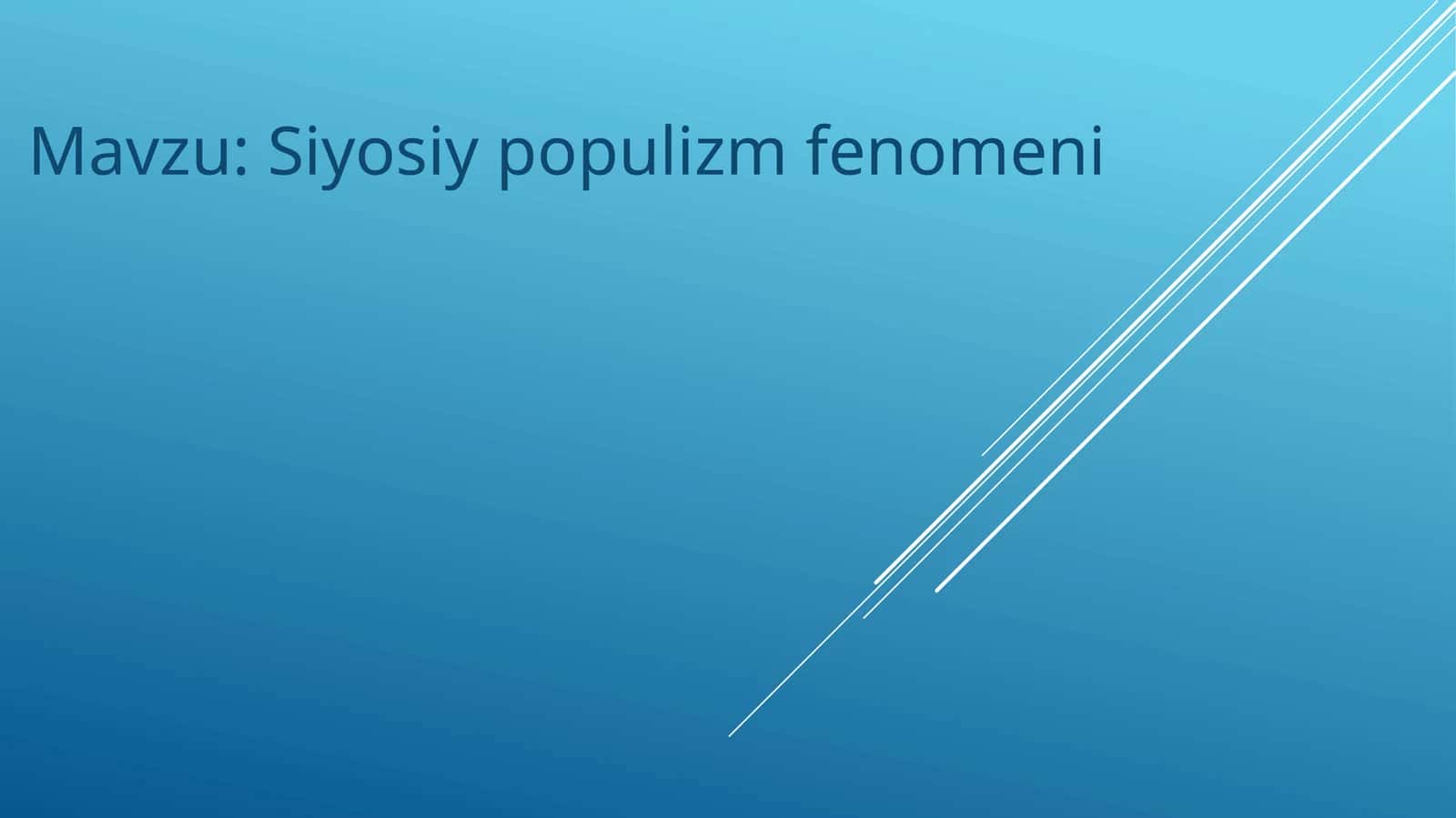 Siyosiy populizm fenomeni
