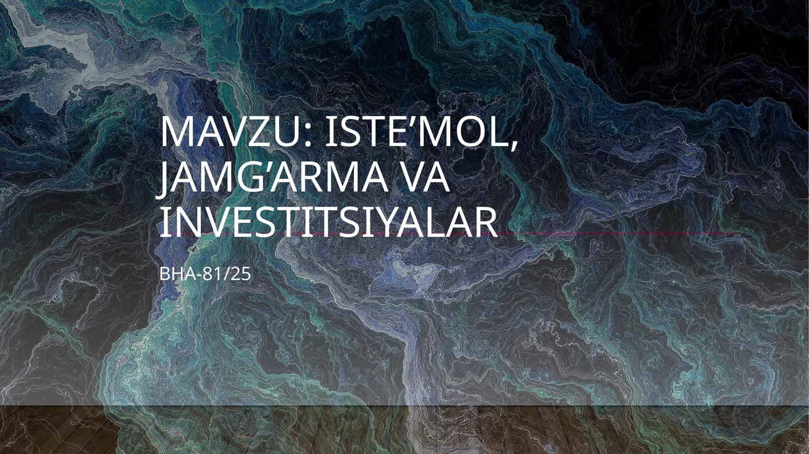 Iste'mol, jamg'arma va investitsiyalar