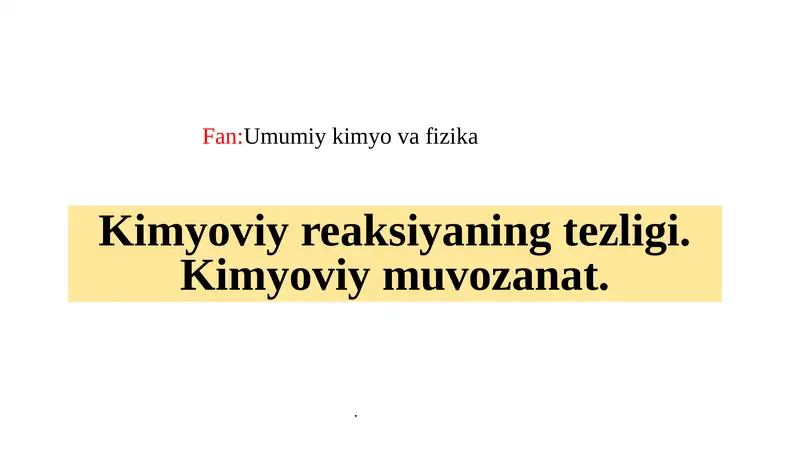 Kimyoviy reaksiya tezligi
