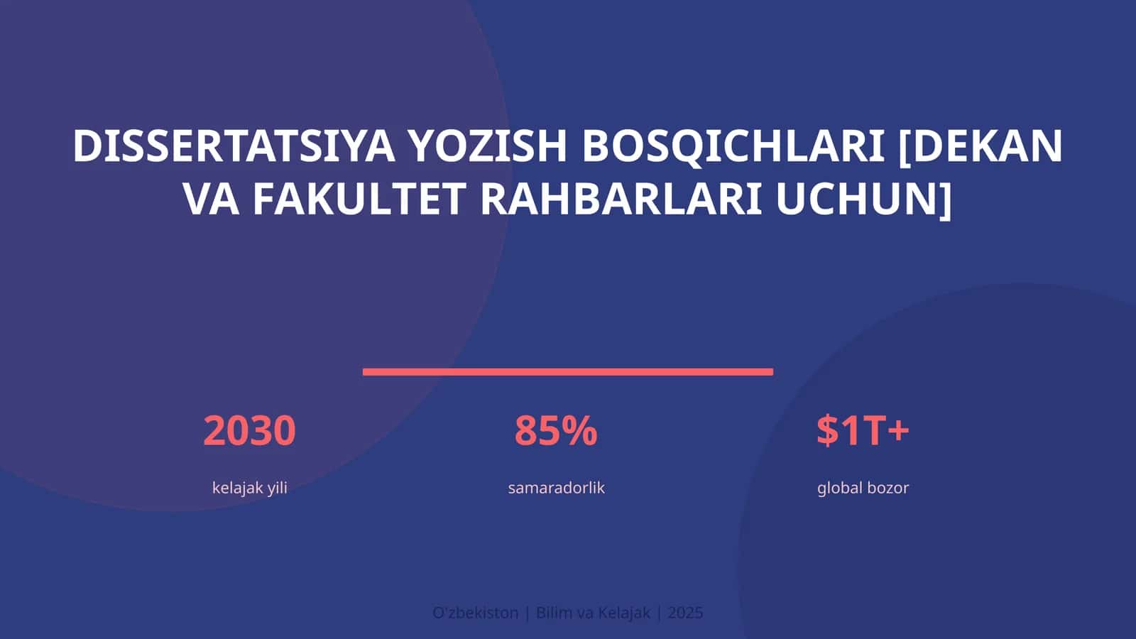Dissertatsiya yozish bosqichlari [dekan va fakultet rahbarlari uchun]