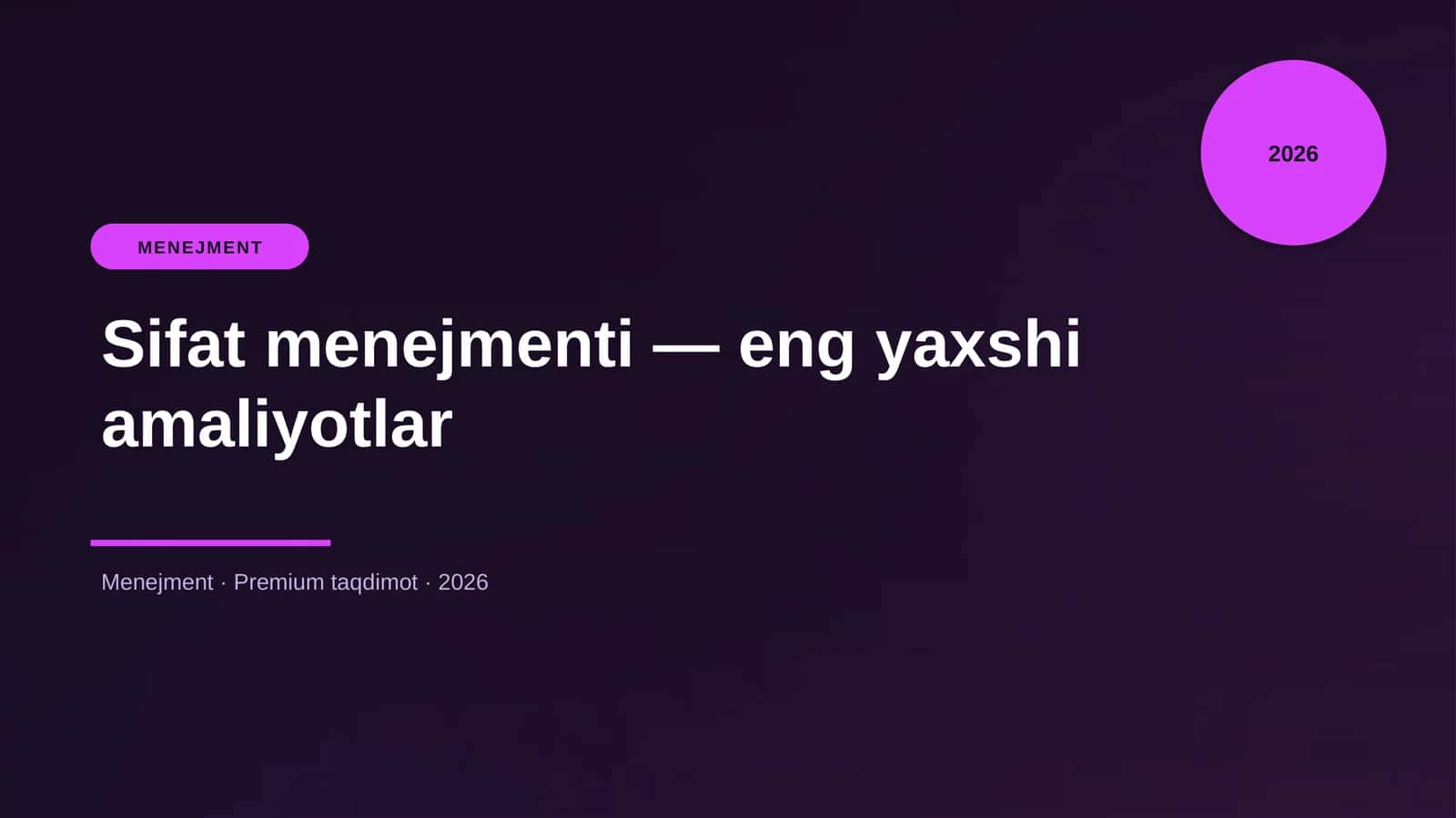 Sifat menejmenti — eng yaxshi amaliyotlar