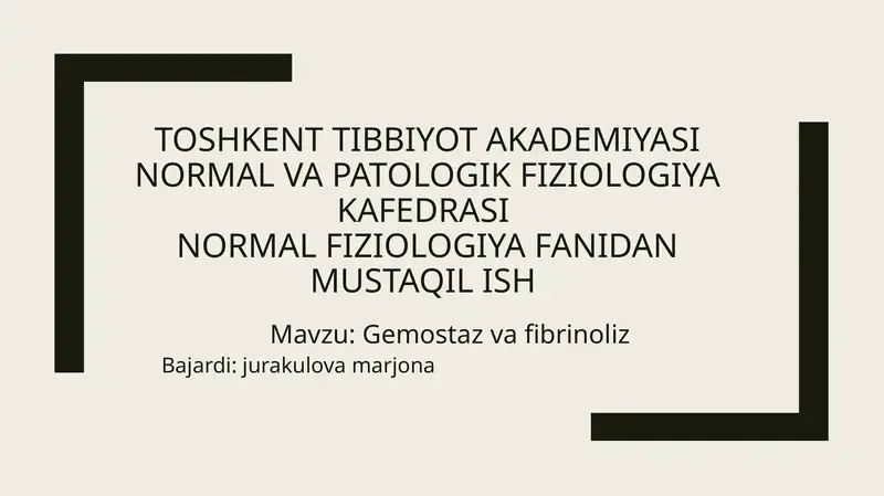 Gemostaz vafibrinoliz
