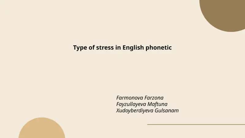 Type of stress in English phonetic