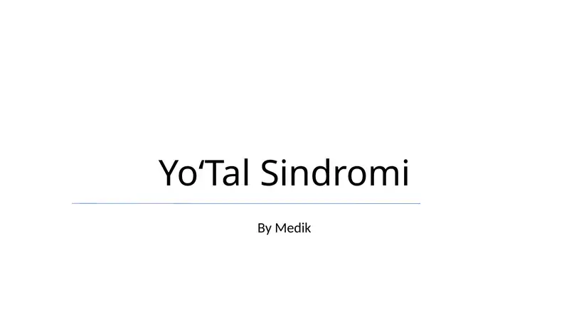 YoʻTal Sindromi