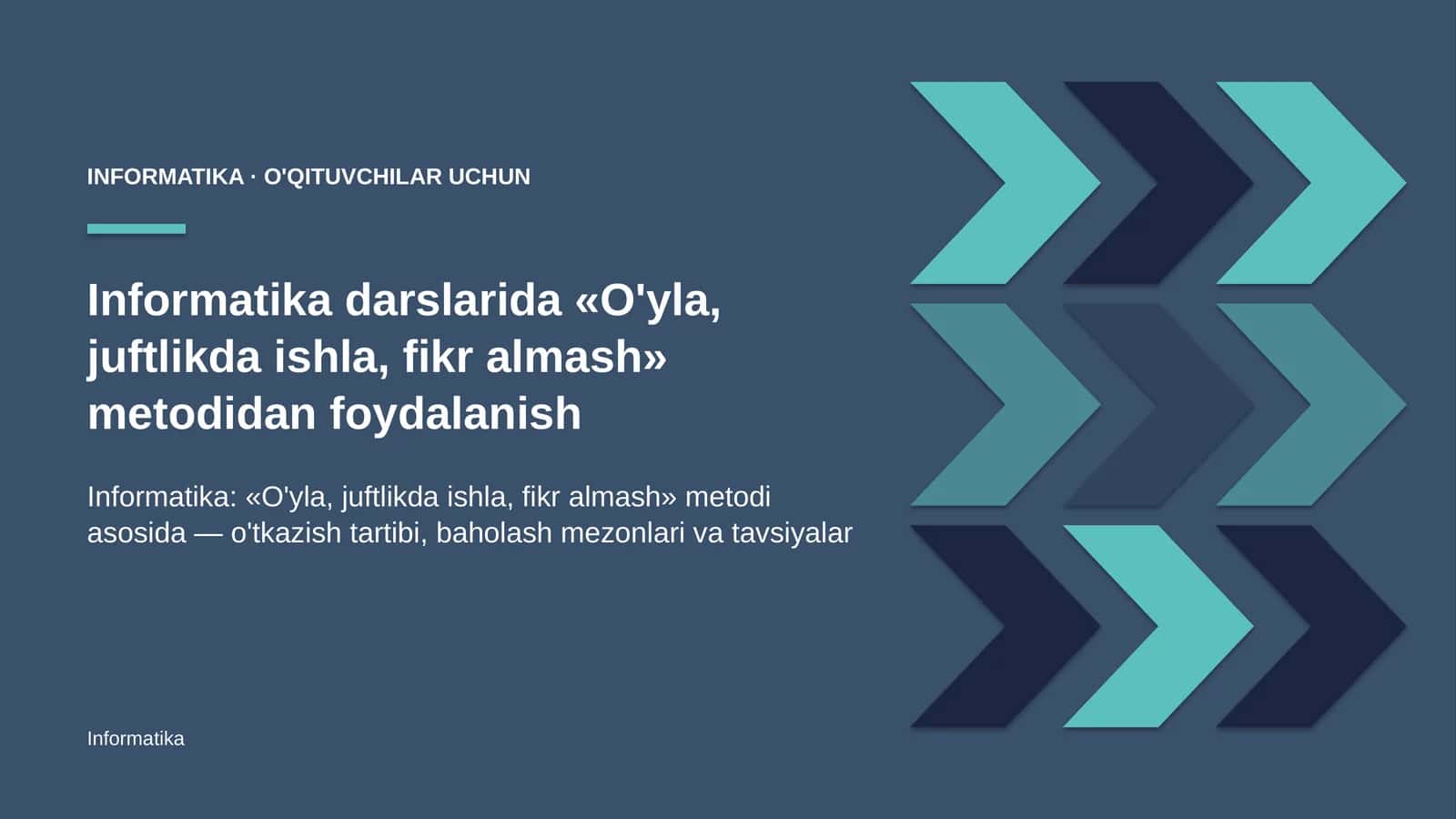 informatika darslarida o'yla juftlikda ishla fikr almash metodidan foydalanish 8156