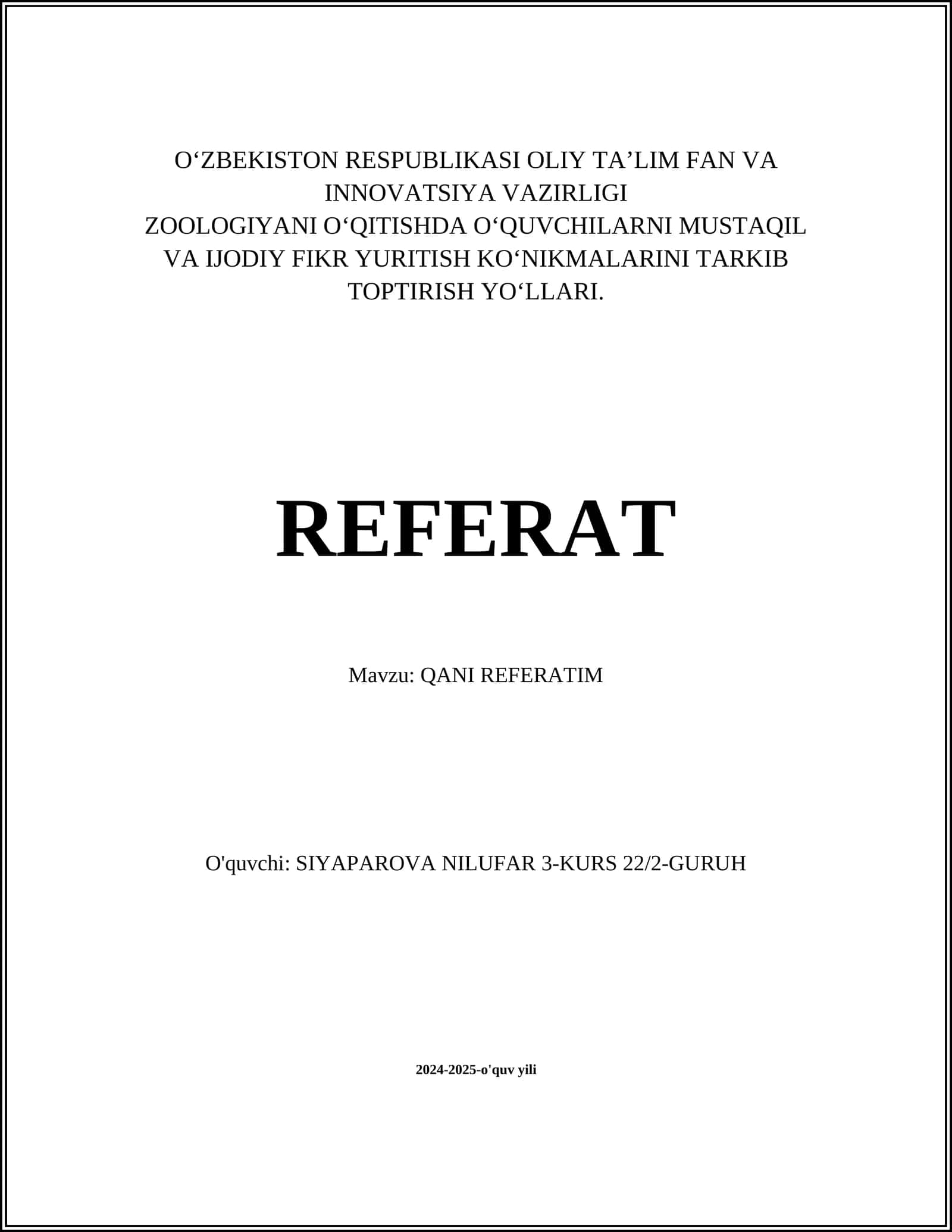 Qani Referatimni Tayyorlash Strategiyalari