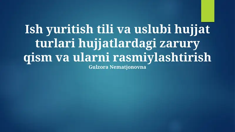 Ish yuritish tili va uslubi