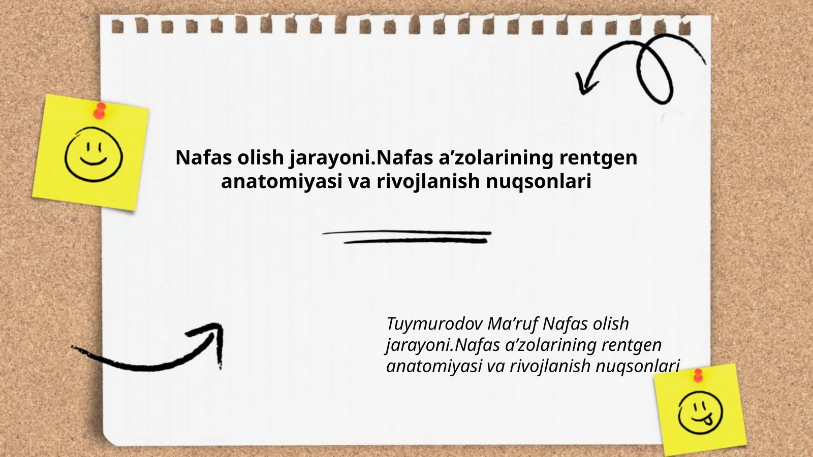 Nafas olish jarayoni.Nafas aʼzolarining rentgen anatomiyasi va rivojlanish nuqsonlari