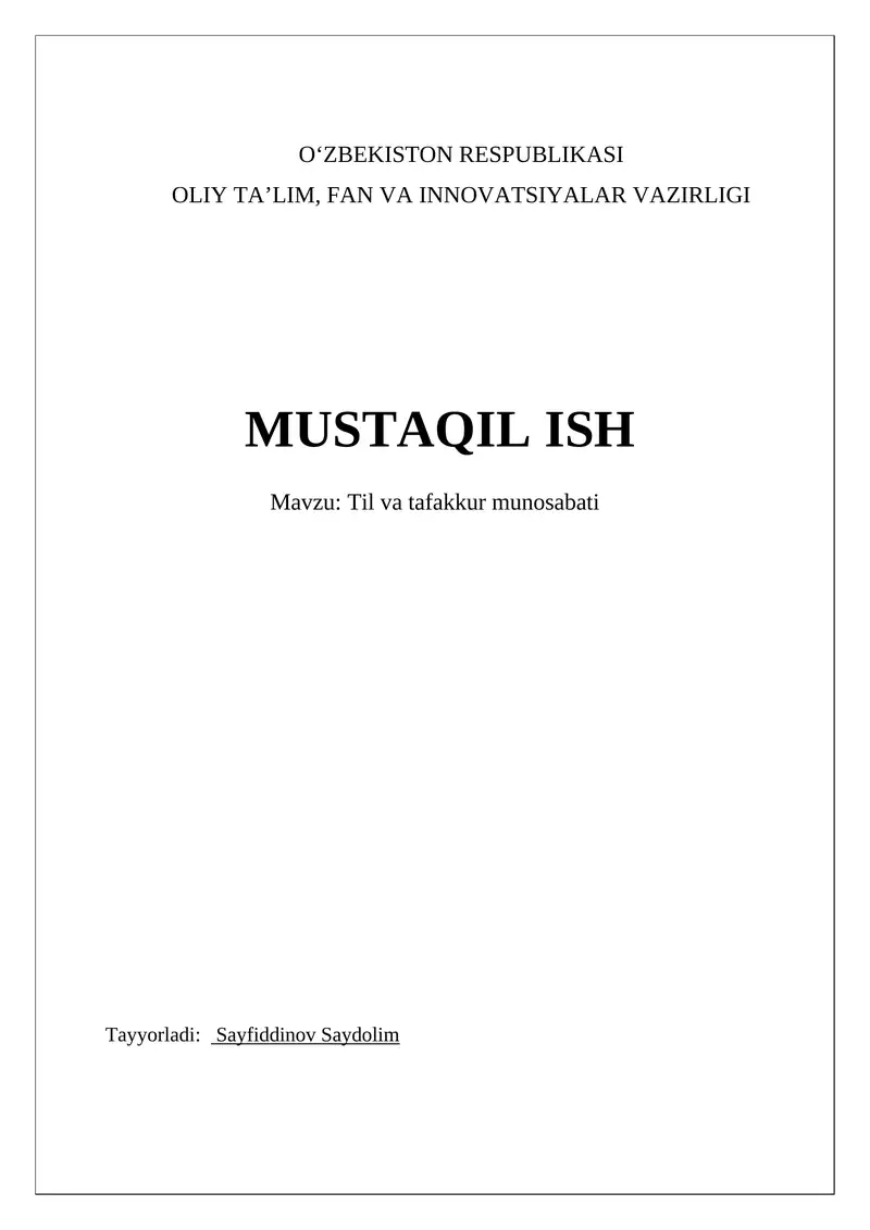 Til va tafakkur munosabati
